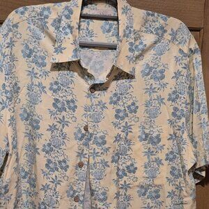 Caribbean XL Men's Yellow and Blue Short Sleeve Shirt
